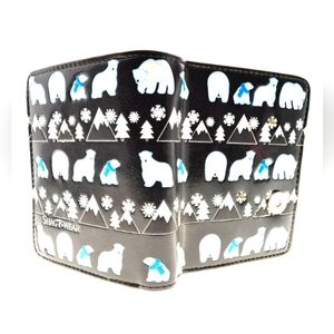 SHAGWEAR Wallet Premium Vegan Leather Clutch Polar Bear Pattern Black